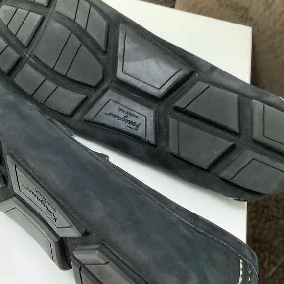 Salvatore Ferragamo Dark Suede Loafers with Silver Buckle - Picture 15 of 15